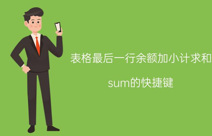 表格最后一行余额加小计求和 sum的快捷键？